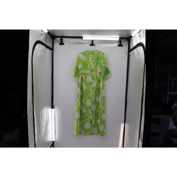 Vintage Green Floor Length Floral Cotton Dress - Picture 5 of 12